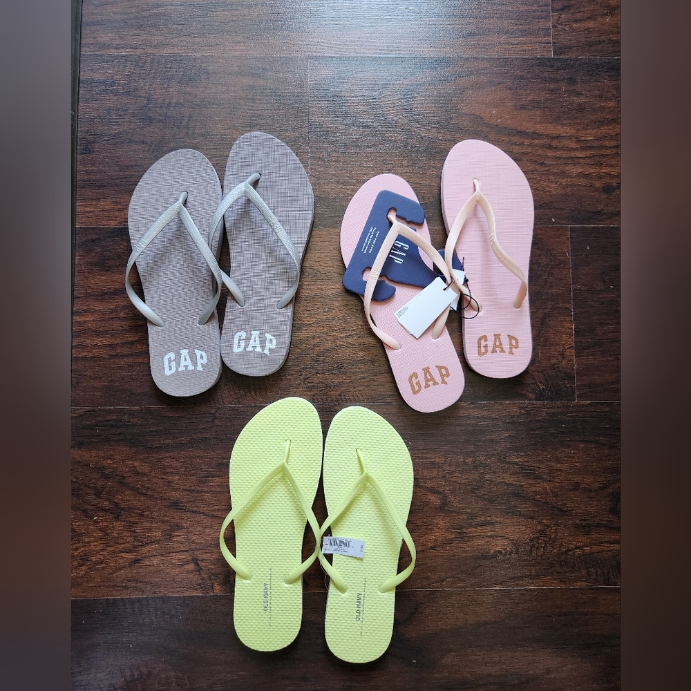 GAP Flip Flops Trio - Gray, Pink, Lime